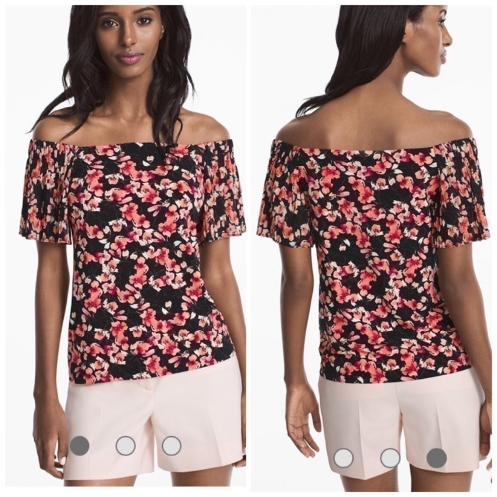 White House Black Market Floral Off The Shoulder Blouse - Picture 1 of 7